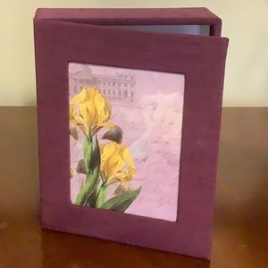 Purple fabric covered stationary box, no cards